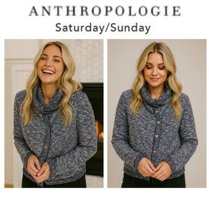 Saturday/Sunday Anthropologie Knit Moto Button-Up Sweater (Size S)